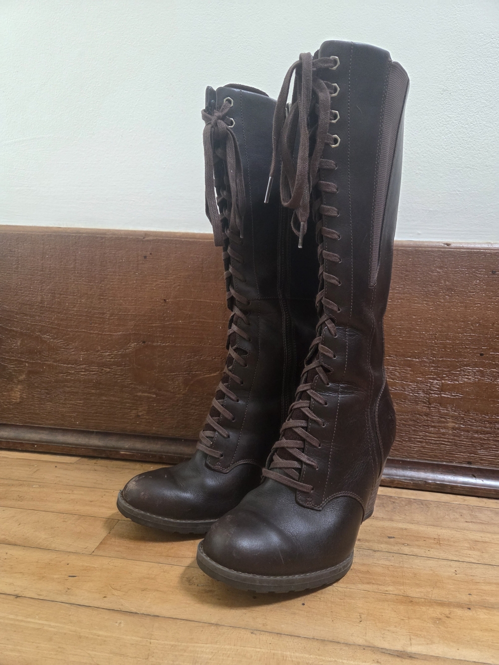 Timberland Dark Brown Tall Lace-Up Leather Boots